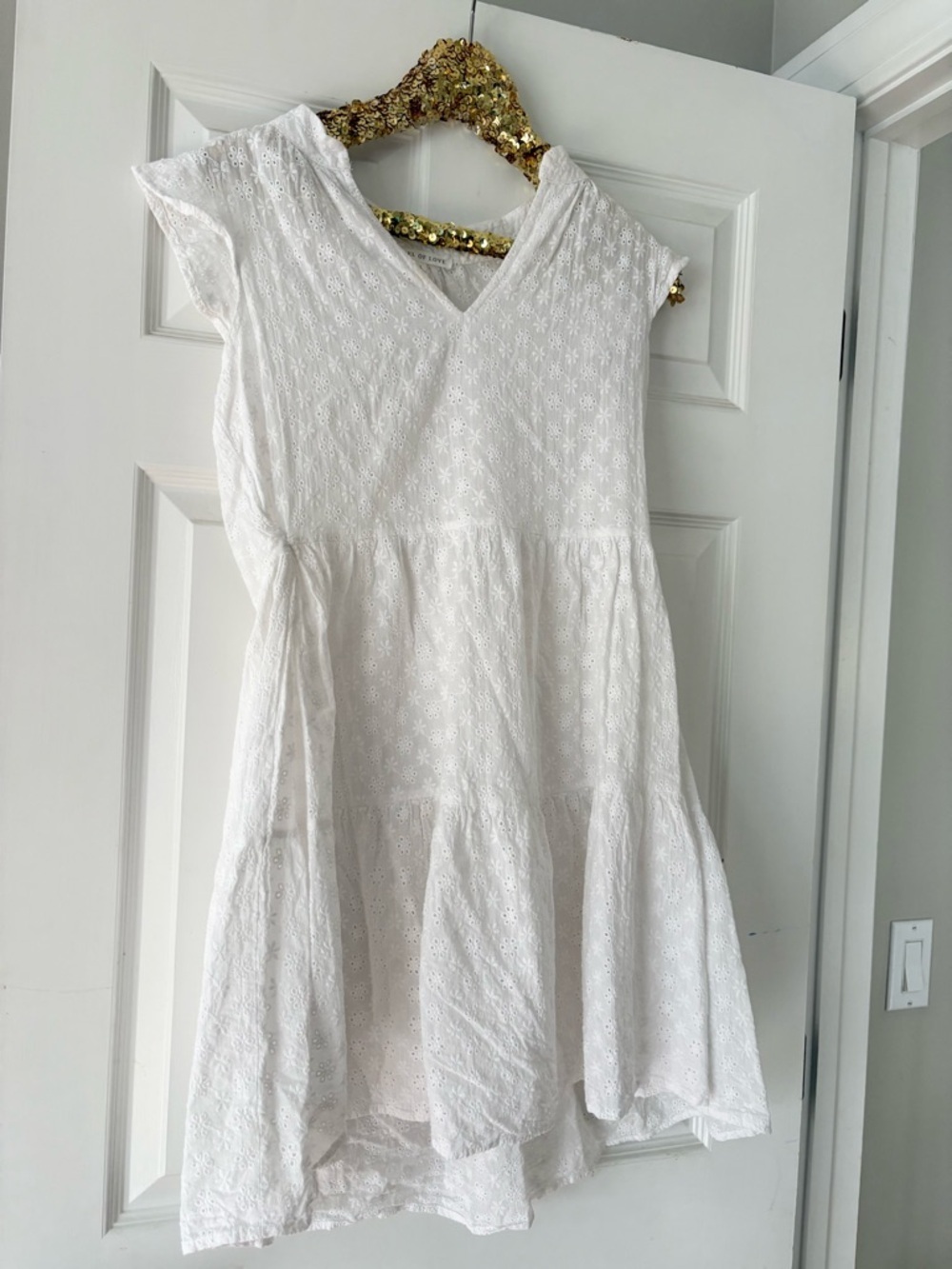 Label Of Love White Eyelet Short Sleeve Dress Beach Coverup